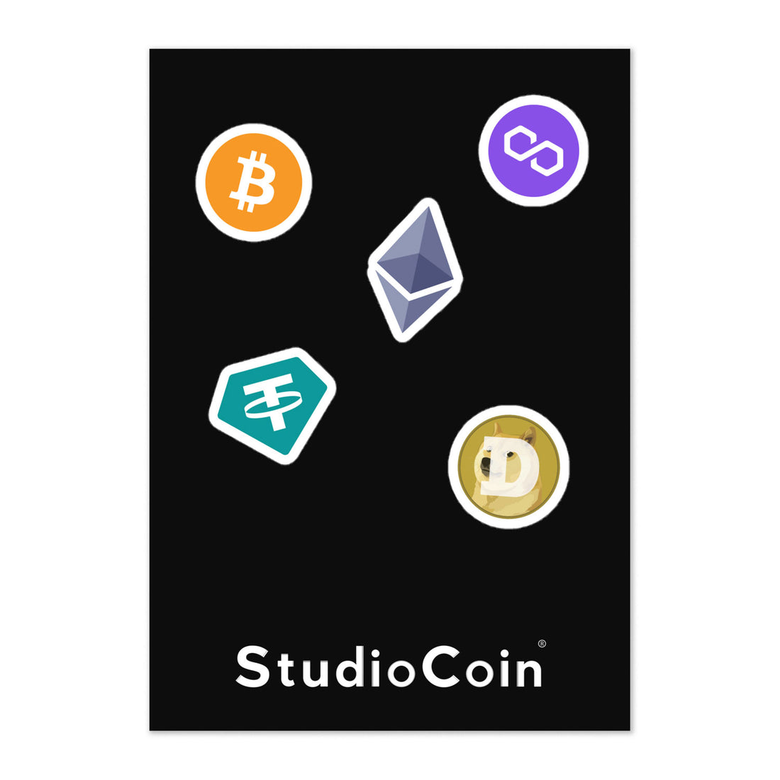 crypto stickers bitcoin ethereum polygon tether dogecoin logo stickers
