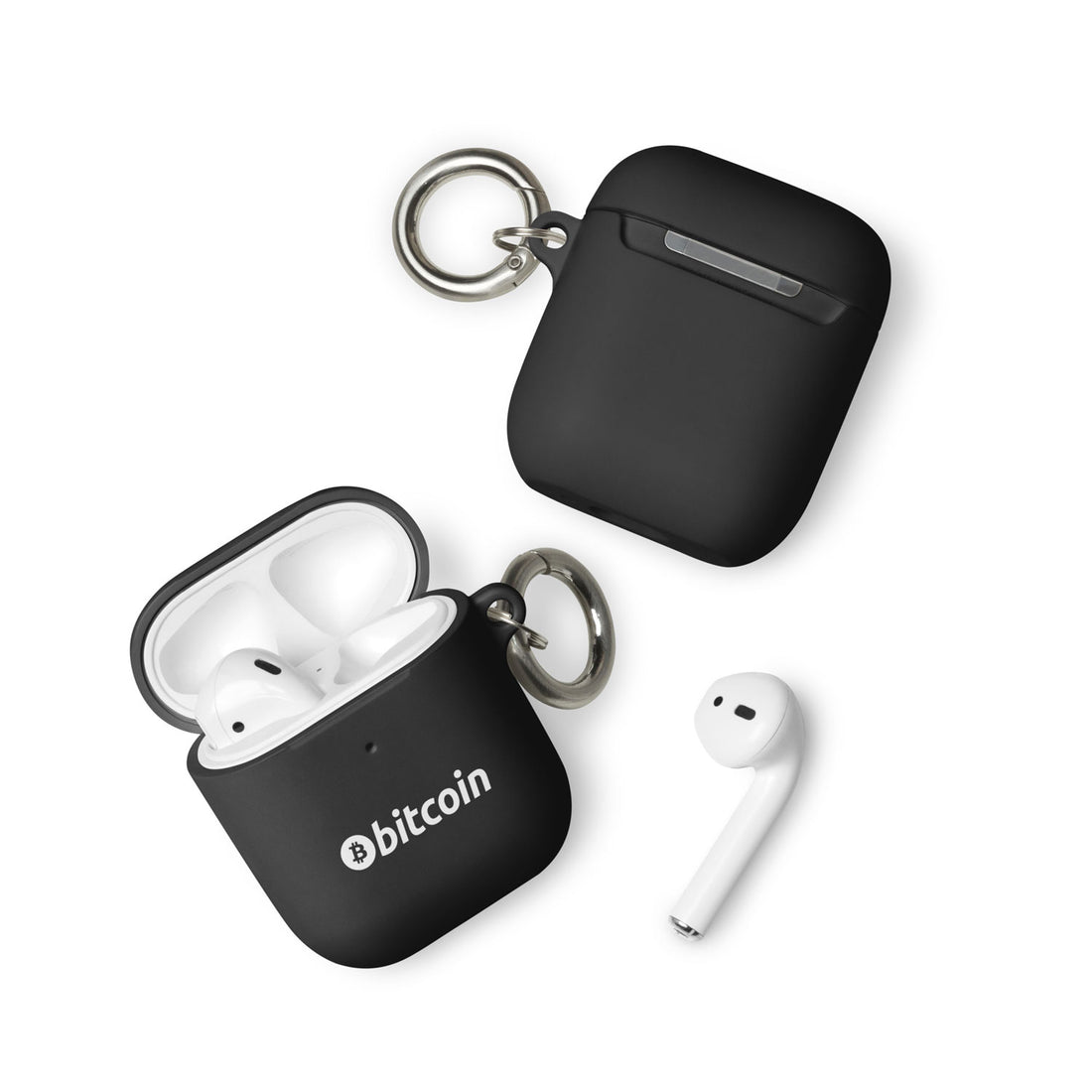 bitcoin btc logo airpods case black