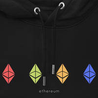 ethereum eth colored logo hoodie black