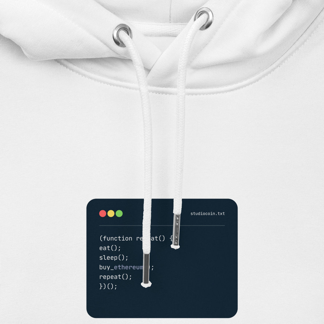 ethereum graphic hoodie white code