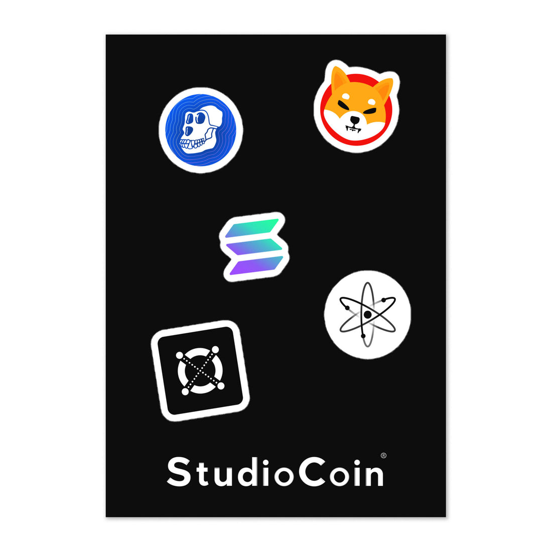 crypto stickers apecoin shiba inu solana cosmos elrond logo stickers